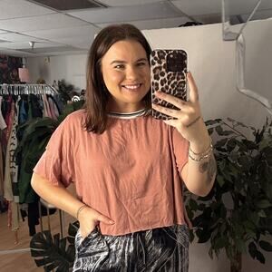 Free People Forever Yours Cropped Short Sleeve Tee Pink Size XS